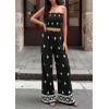 imagePRETTYGARDEN 2 Piece Sets for Women Summer 2026 Travel Outfits Print Tube Tops Wide Leg Pants Beach Vacation ClothesBlack