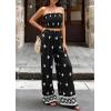 imagePRETTYGARDEN 2 Piece Sets for Women Summer 2026 Travel Outfits Print Tube Tops Wide Leg Pants Beach Vacation ClothesBlack