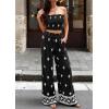 imagePRETTYGARDEN 2 Piece Sets for Women Summer 2026 Travel Outfits Print Tube Tops Wide Leg Pants Beach Vacation ClothesBlack