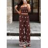 imagePRETTYGARDEN 2 Piece Sets for Women Summer 2026 Travel Outfits Print Tube Tops Wide Leg Pants Beach Vacation ClothesBrown