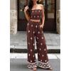 imagePRETTYGARDEN 2 Piece Sets for Women Summer 2026 Travel Outfits Print Tube Tops Wide Leg Pants Beach Vacation ClothesBrown