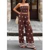 imagePRETTYGARDEN 2 Piece Sets for Women Summer 2026 Travel Outfits Print Tube Tops Wide Leg Pants Beach Vacation ClothesBrown