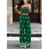 imagePRETTYGARDEN 2 Piece Sets for Women Summer 2026 Travel Outfits Print Tube Tops Wide Leg Pants Beach Vacation ClothesGreen
