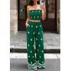 imagePRETTYGARDEN 2 Piece Sets for Women Summer 2026 Travel Outfits Print Tube Tops Wide Leg Pants Beach Vacation ClothesGreen