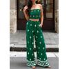imagePRETTYGARDEN 2 Piece Sets for Women Summer 2026 Travel Outfits Print Tube Tops Wide Leg Pants Beach Vacation ClothesGreen