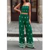 imagePRETTYGARDEN 2 Piece Sets for Women Summer 2026 Travel Outfits Print Tube Tops Wide Leg Pants Beach Vacation ClothesGreen