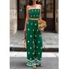 imagePRETTYGARDEN 2 Piece Sets for Women Summer 2026 Travel Outfits Print Tube Tops Wide Leg Pants Beach Vacation ClothesGreen