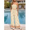 imagePRETTYGARDEN 2 Piece Sets for Women Summer 2026 Travel Outfits Print Tube Tops Wide Leg Pants Beach Vacation ClothesLight Yellow