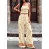 imagePRETTYGARDEN 2 Piece Sets for Women Summer 2026 Travel Outfits Print Tube Tops Wide Leg Pants Beach Vacation ClothesLight Yellow