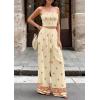 imagePRETTYGARDEN 2 Piece Sets for Women Summer 2026 Travel Outfits Print Tube Tops Wide Leg Pants Beach Vacation ClothesLight Yellow