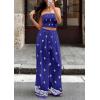 imagePRETTYGARDEN 2 Piece Sets for Women Summer 2026 Travel Outfits Print Tube Tops Wide Leg Pants Beach Vacation ClothesRoyal Blue