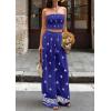 imagePRETTYGARDEN 2 Piece Sets for Women Summer 2026 Travel Outfits Print Tube Tops Wide Leg Pants Beach Vacation ClothesRoyal Blue