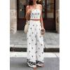 imagePRETTYGARDEN 2 Piece Sets for Women Summer 2026 Travel Outfits Print Tube Tops Wide Leg Pants Beach Vacation ClothesWhite