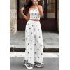 imagePRETTYGARDEN 2 Piece Sets for Women Summer 2026 Travel Outfits Print Tube Tops Wide Leg Pants Beach Vacation ClothesWhite