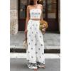 imagePRETTYGARDEN 2 Piece Sets for Women Summer 2026 Travel Outfits Print Tube Tops Wide Leg Pants Beach Vacation ClothesWhite