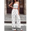 imagePRETTYGARDEN 2 Piece Sets for Women Summer 2026 Travel Outfits Print Tube Tops Wide Leg Pants Beach Vacation ClothesWhite