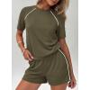 imagePRETTYGARDEN 2 Piece Short Sets for Women Summer Clothes 2026 Spring Matching Athleisure Lounge Set Airport Travel OutfitsArmy Green