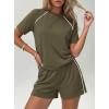 imagePRETTYGARDEN 2 Piece Short Sets for Women Summer Clothes 2026 Spring Matching Athleisure Lounge Set Airport Travel OutfitsArmy Green