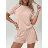 imagePRETTYGARDEN 2 Piece Short Sets for Women Summer Clothes 2026 Spring Matching Athleisure Lounge Set Airport Travel OutfitsBeige