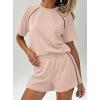imagePRETTYGARDEN 2 Piece Short Sets for Women Summer Clothes 2026 Spring Matching Athleisure Lounge Set Airport Travel OutfitsBeige