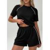 imagePRETTYGARDEN 2 Piece Short Sets for Women Summer Clothes 2026 Spring Matching Athleisure Lounge Set Airport Travel OutfitsBlack