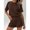 imagePRETTYGARDEN 2 Piece Short Sets for Women Summer Clothes 2026 Spring Matching Athleisure Lounge Set Airport Travel OutfitsBrown
