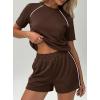 imagePRETTYGARDEN 2 Piece Short Sets for Women Summer Clothes 2026 Spring Matching Athleisure Lounge Set Airport Travel OutfitsBrown