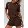 imagePRETTYGARDEN 2 Piece Short Sets for Women Summer Clothes 2026 Spring Matching Athleisure Lounge Set Airport Travel OutfitsBrown