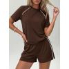 imagePRETTYGARDEN 2 Piece Short Sets for Women Summer Clothes 2026 Spring Matching Athleisure Lounge Set Airport Travel OutfitsBrown