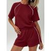 imagePRETTYGARDEN 2 Piece Short Sets for Women Summer Clothes 2026 Spring Matching Athleisure Lounge Set Airport Travel OutfitsBurgundy