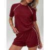 imagePRETTYGARDEN 2 Piece Short Sets for Women Summer Clothes 2026 Spring Matching Athleisure Lounge Set Airport Travel OutfitsBurgundy