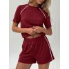 imagePRETTYGARDEN 2 Piece Short Sets for Women Summer Clothes 2026 Spring Matching Athleisure Lounge Set Airport Travel OutfitsBurgundy