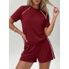 imagePRETTYGARDEN 2 Piece Short Sets for Women Summer Clothes 2026 Spring Matching Athleisure Lounge Set Airport Travel OutfitsBurgundy