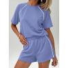 imagePRETTYGARDEN 2 Piece Short Sets for Women Summer Clothes 2026 Spring Matching Athleisure Lounge Set Airport Travel OutfitsLight Blue