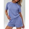 imagePRETTYGARDEN 2 Piece Short Sets for Women Summer Clothes 2026 Spring Matching Athleisure Lounge Set Airport Travel OutfitsLight Blue