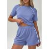 imagePRETTYGARDEN 2 Piece Short Sets for Women Summer Clothes 2026 Spring Matching Athleisure Lounge Set Airport Travel OutfitsLight Blue