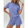imagePRETTYGARDEN 2 Piece Short Sets for Women Summer Clothes 2026 Spring Matching Athleisure Lounge Set Airport Travel OutfitsLight Blue
