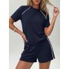 imagePRETTYGARDEN 2 Piece Short Sets for Women Summer Clothes 2026 Spring Matching Athleisure Lounge Set Airport Travel OutfitsNavy Blue