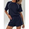 imagePRETTYGARDEN 2 Piece Short Sets for Women Summer Clothes 2026 Spring Matching Athleisure Lounge Set Airport Travel OutfitsNavy Blue