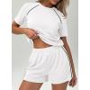 imagePRETTYGARDEN 2 Piece Short Sets for Women Summer Clothes 2026 Spring Matching Athleisure Lounge Set Airport Travel OutfitsWhite