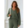imagePRETTYGARDEN Lounge Sets for Women Two Piece Sweaters Pajama Set Fall Fashion 2026 Loungewear Outfits Matching Winter ClothesArmy Green