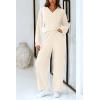 imagePRETTYGARDEN Lounge Sets for Women Two Piece Sweaters Pajama Set Fall Fashion 2026 Loungewear Outfits Matching Winter ClothesBeige