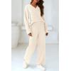 imagePRETTYGARDEN Lounge Sets for Women Two Piece Sweaters Pajama Set Fall Fashion 2026 Loungewear Outfits Matching Winter ClothesBeige