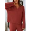 imagePRETTYGARDEN Lounge Sets for Women Two Piece Sweaters Pajama Set Fall Fashion 2026 Loungewear Outfits Matching Winter ClothesBrick Red