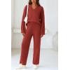 imagePRETTYGARDEN Lounge Sets for Women Two Piece Sweaters Pajama Set Fall Fashion 2026 Loungewear Outfits Matching Winter ClothesBrick Red