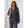 imagePRETTYGARDEN Lounge Sets for Women Two Piece Sweaters Pajama Set Fall Fashion 2026 Loungewear Outfits Matching Winter ClothesDark Grey