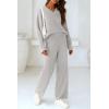 imagePRETTYGARDEN Lounge Sets for Women Two Piece Sweaters Pajama Set Fall Fashion 2026 Loungewear Outfits Matching Winter ClothesLight Grey