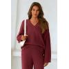 imagePRETTYGARDEN Lounge Sets for Women Two Piece Sweaters Pajama Set Fall Fashion 2026 Loungewear Outfits Matching Winter ClothesWine Red