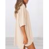 imagePRETTYGARDEN Women 2 Piece Lounge Set 2026 Summer Casual Oversized Shirts Biker Shorts Matching Airport Travel Outfit ClothesBeige