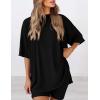 imagePRETTYGARDEN Women 2 Piece Lounge Set 2026 Summer Casual Oversized Shirts Biker Shorts Matching Airport Travel Outfit ClothesBlack